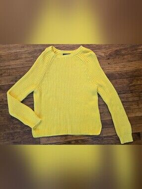 Lauren Ralph Lauren Yellow 100% Cotton Knit Sweater Size L